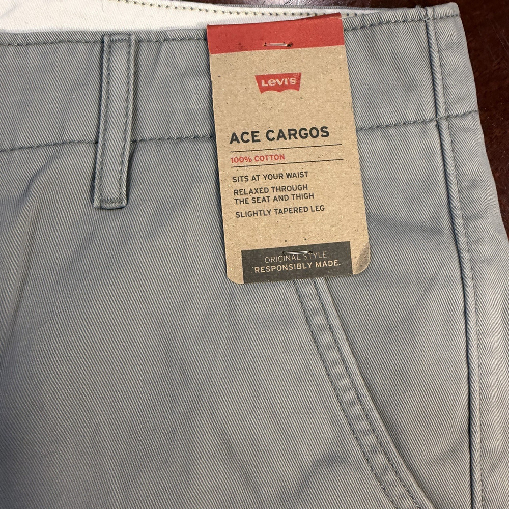 New Levi's Ace Cargo Pants Relaxed Fit Slightly Tapered Gray Cotton Sz 36x32 Y2K - Picture 10 of 13